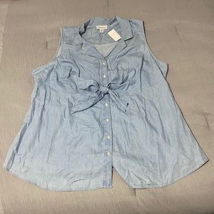 Motherhood - Denim Maternity Shirt with Bow